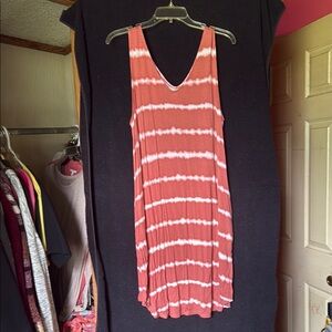 Maurices Coral and White Striped Maxi Dress